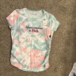 Abercrombie Kids Pink and Blue Tie-Dye Short Sleeve Tee
